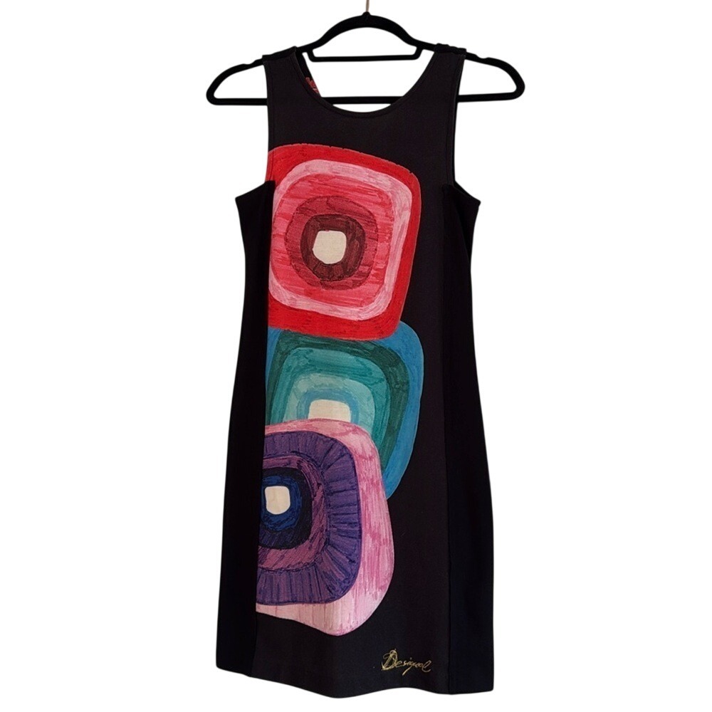 Desigual Black Embellished Cocktail Dress Rhinestone Studded Gem Party XS